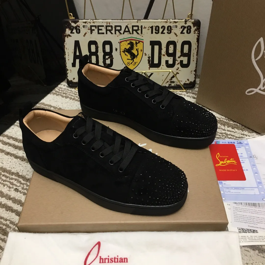 Ex-factory price 440. christian louboutin (CL red sole shoes) counter hot diamond series, high-top casual sneakers for couples 📢 📢 📢 Exclusive hot style release 🎈🎈💪 Movable latex feet 👻 Finished outsole sewing line [satisfied] 😝Female 35-40# Male 38#-46, global supply😝 [Top version]: original imported cowhide suede upper, top original leather lining, original molded TPU outsole, original 1:1 detail processing, original shoe last,
